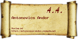 Antonovics Andor névjegykártya